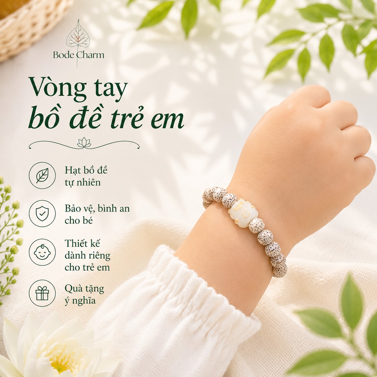 Vòng tay bồ đề tinh nguyệt mix charm mèo thần tài cho bé 1 Vòng tay bồ đề tinh nguyệt mix charm mèo thần tài cho bé