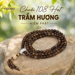 Chuỗi 108 Hạt Trầm Hương 8ly Mix Charm Sen Gỗ Phong Thủy