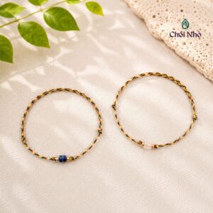 Vòng ngũ sắc mix đá tự nhiên (Lưu ly, Thạch anh) mài lập phương