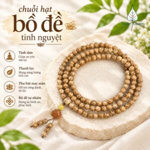 Chuỗi 108 Hạt Bồ Đề Tinh Nguyệt 6mm Đánh Bóng - Vòng Tay Bồ Đề Mix Sen Bình An