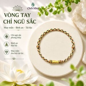 Vòng Chỉ Ngũ Sắc Vàng Ánh Kim Mix Chi Tiết Tài Lộc