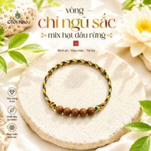 Vòng Ngũ Sắc Mix Gỗ Dâu Rừng 6mm - Hộ Mệnh Bình An