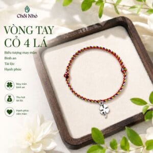 Vòng Chỉ Ngũ Sắc Mix Cỏ 4 Lá 10x17mm - Vòng Phong Thủy May Mắn