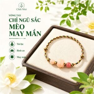 Vòng Chỉ Ngũ Sắc Mix Charm Mèo Capybara 10x12mm Và Hạt Bồ Đề 8mm - Vòng Phong Thủy May Mắn
