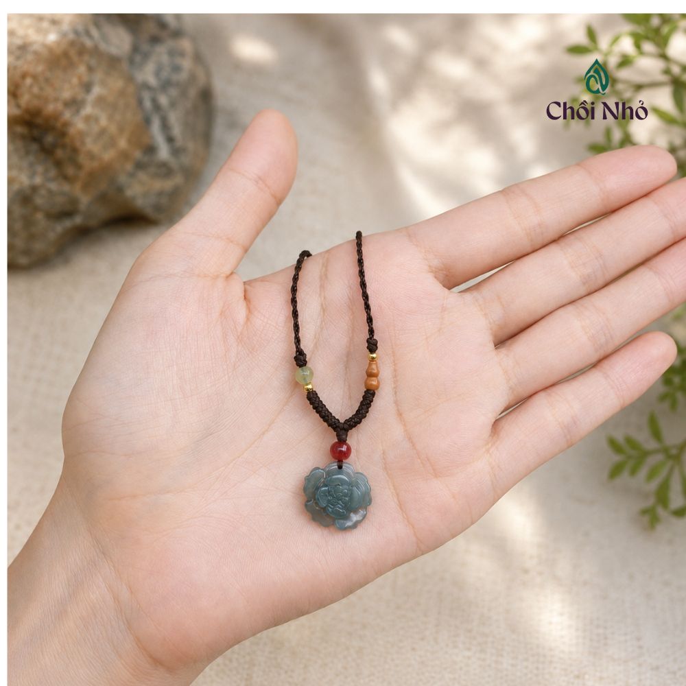 Mặt dây chuyền phỉ thúy hoa mẫu đơn - Lam ngọc Myanmar kèm dây 5 Mặt dây chuyền phỉ thúy hoa mẫu đơn - Lam ngọc Myanmar kèm dây - Ảnh 5