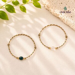 Vòng ngũ sắc mix đá phong thủy (mã não, thạch anh) - hạt elip 6x8mm