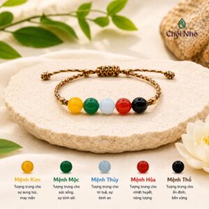 Vòng tay ngũ sắc mix đá ngũ hành ngũ mệnh - Cân bằng sinh khí