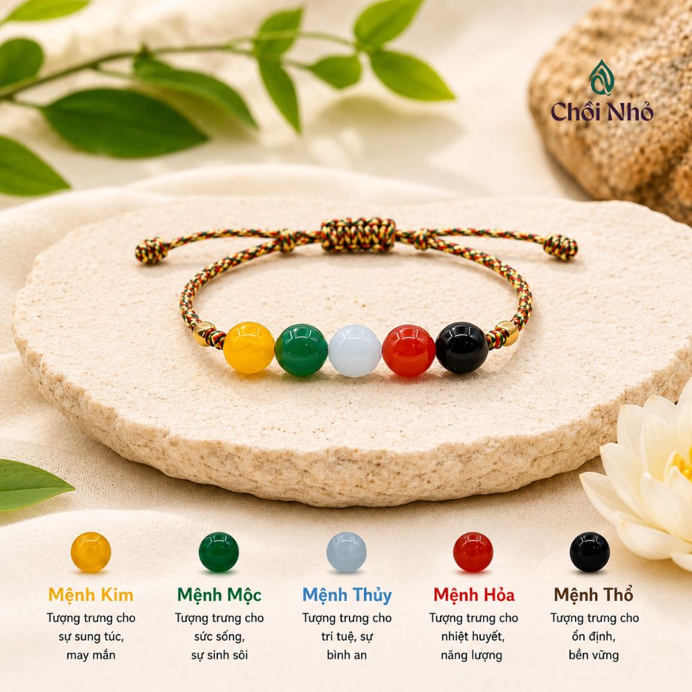 Vòng tay ngũ sắc mix đá ngũ hành ngũ mệnh - Cân bằng sinh khí 1 Vòng tay ngũ sắc mix đá ngũ hành ngũ mệnh - Cân bằng sinh khí