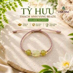 Vòng tay thạch anh vàng tỳ hưu - Vân mây tự nhiên Tài Lộc