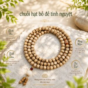 Chuỗi 108 Hạt Bồ Đề Tinh Nguyệt 7x9 Màu Mỡ Gà - Vòng Tay Quấn 3 Vòng Bình An