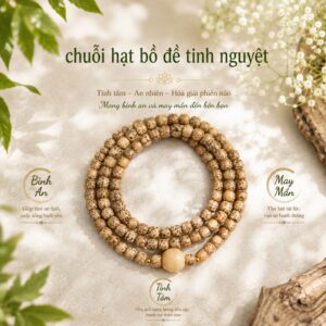 Chuỗi 108 Hạt Bồ Đề Tinh Nguyệt 6x7 Màu Mỡ Gà - Vòng Tay Quấn 3 Vòng Bình An