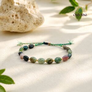 Vòng tay Mã não Ấn Độ vân tự nhiên 6x8mm mix cườm Miyuki - Vững chãi, bình an